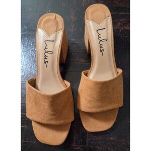 Kateyy Camel Suede Block Heel Sandals Women’s Size 6.5 Comfortable Chic Shoe
